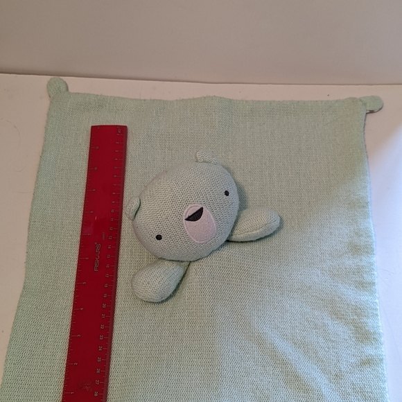 Cloud Island Mint Green Grey Stripe Bear Knit Sweater Lovey Security Blanket HTF - Picture 2 of 6